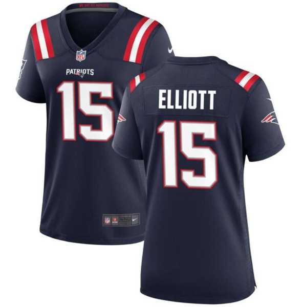 Womens New England Patriots #15 Ezekiel Elliott Navy Stitched Jersey Dzhi->->Women Jersey